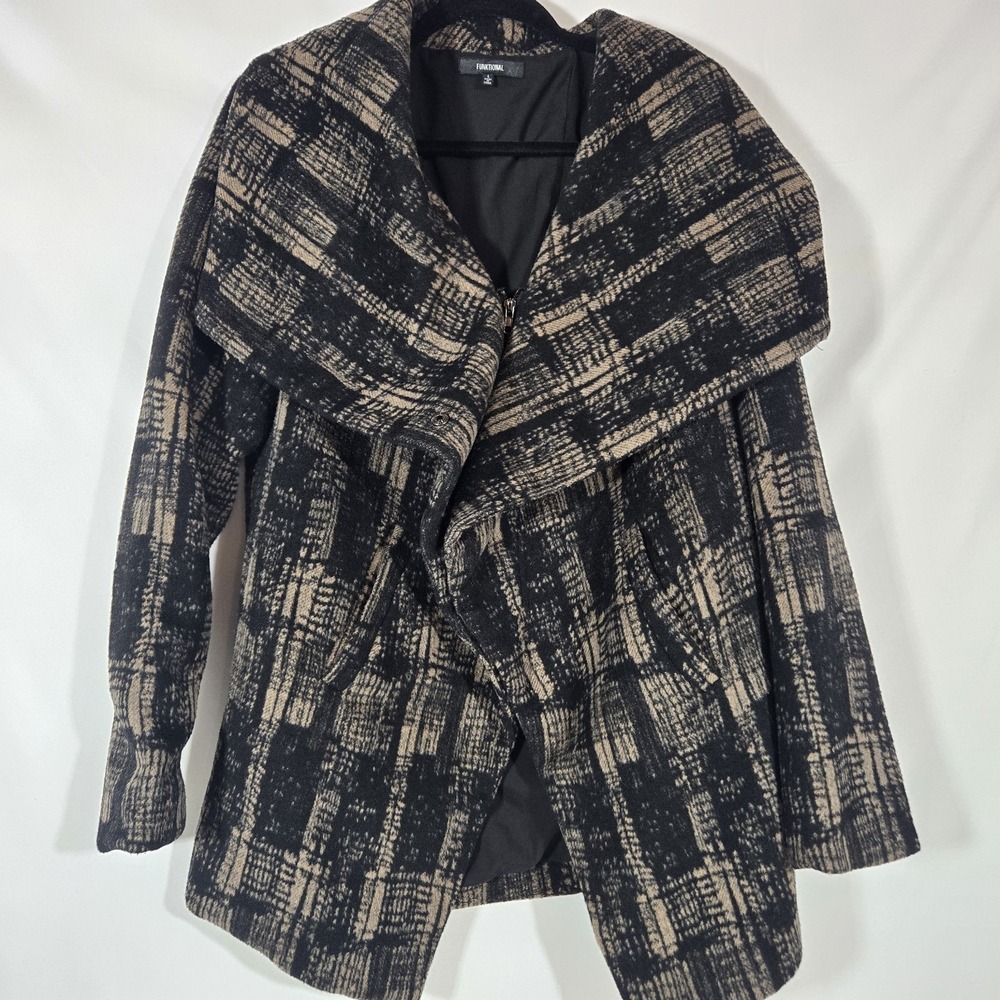 Anthropologie Funktional Cowl Neck Zipper Jacket | Wool Blend | Size Large